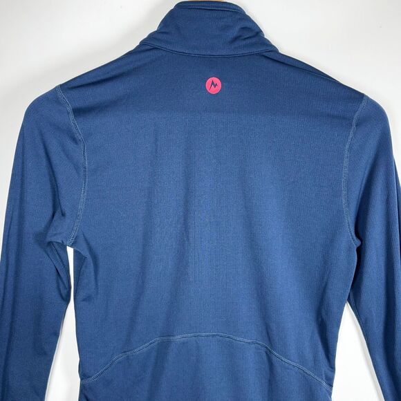 Marmot Half Zip Pullover Womens Small Blue Polartec Fleece Thumbholes Outdoor - Picture 7 of 16